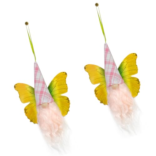 CeaBulo 2pcs Butterfly Gnomes Puppen Hängen Ornamente Handgefertigte Stoffhandwerk Miniatur Schwedische Elfen Spielzeug Für Party Dekore von CeaBulo