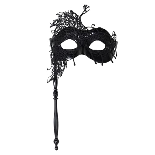 CeaBulo Elegante Handheld Pfauen Spitzenmaske Für Maskerades Themenpartys Tragbares Komfortables Design Mit Abnehmbarem Stab Leichter Fleischfresser Gesichtsmaske von CeaBulo