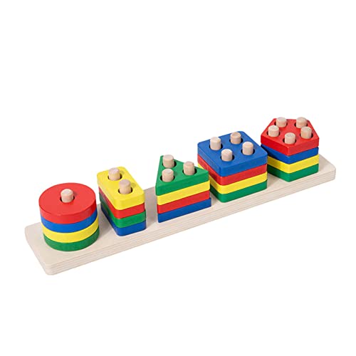 CeaBulo Formen Puzzlespielzeug Holzsortierung Und Stapel Spielzeugsäulen Blöcke Formen Passendes Spielzeug Early Education Toy von CeaBulo