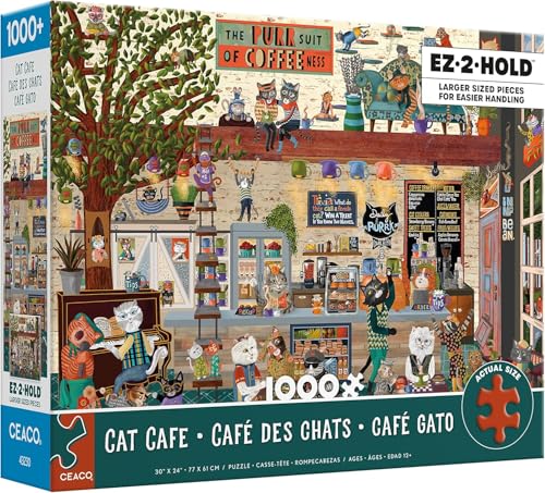 Ceaco - Cindy Jackson - Cat Café - 1000 Teile übergroßes Puzzle von Ceaco