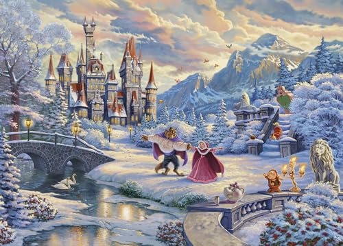 Ceaco - Disney - Thomas Kinkade - Die Schöne und das Biest Winter Enchantment - Puzzle mit 1000 Teilen von Ceaco