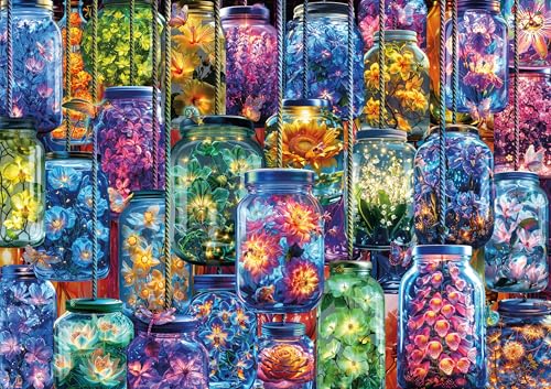 Ceaco - Großes Puzzle - Jessica White - Gläser mit Blumen - Entspannende und lustige Aktivität für Erwachsene von Ceaco