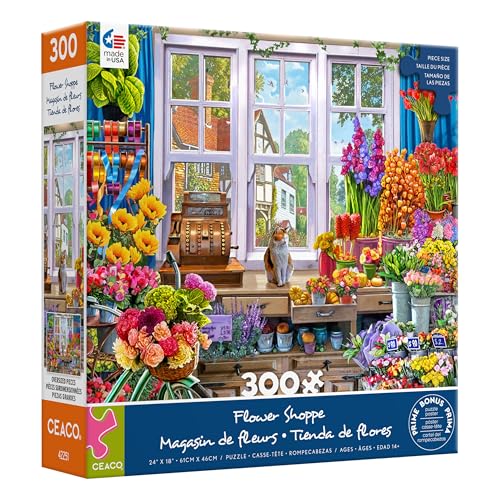 Ceaco - Großes Puzzle – Steve Crisp – Flower Shoppe – Entspannende und lustige Aktivität für Erwachsene von Ceaco
