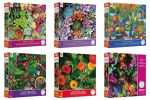 Ceaco | Marvelous Moss/Succulents | 300 Teile Puzzle Value Pack | Limited Edition | 6 Puzzles enthalten | Puzzles für Erwachsene von Ceaco