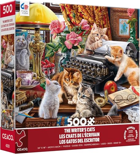 Ceaco - Paws Gone Wild – Die Katzen des Schriftstellers – Puzzle mit 550 Teilen von Ceaco
