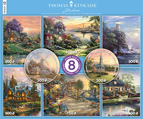 Ceaco - Thomas Kinkade - 8 in 1 Multipack - (2) rund 300 Teile, (4) 550 Teile, (1) 750 Teile (1) 1000 Teile Puzzle von Ceaco