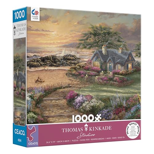 Ceaco Thomas Kinkade – Seaside Cottage – 1000-teiliges Puzzle für Erwachsene – herausforderndes Puzzle perfekt für Spieleabende – Fertige Größe ist 26,6 x 19 cm von Ceaco