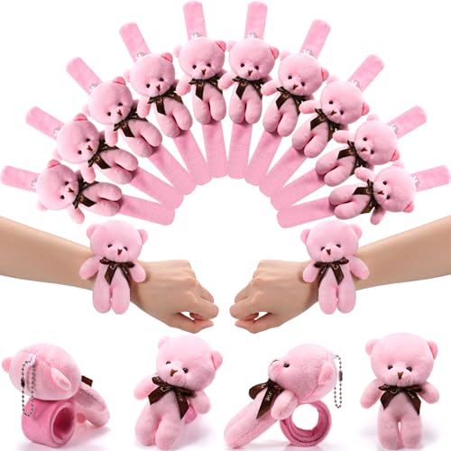 Ceenna - 16 Stück Teddybär-Teddybär-Armbänder, 22 cm, entzückendes Puppenspielzeug für Osterkörbe, Geburtstagspartygeschenke, Geschenke für Geschenktüten (Rosa) von Ceenna