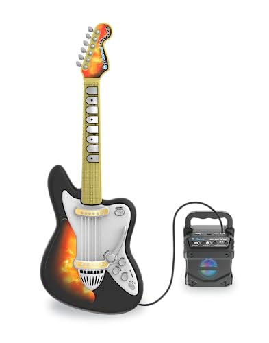 Cefa Toys - E-Gitarre mit Jam Hero Verstärker, mit 4 Arten von Gitarre, Akustik, Stratocaster, Telecaster und Metall, inkl. Licht, Gurt, Bluetooth-Verstärker und Audioeingang von Cefa Toys