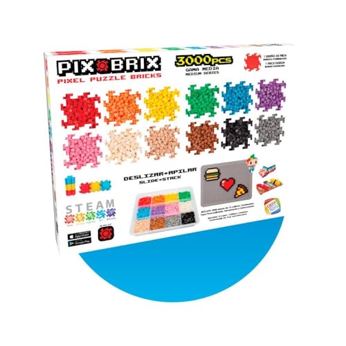Cefa Toys PIX BRIX PIXEL ART Set, 3000 Stück, verschiedene Farben, mittlere Reihe, klein von Cefa Toys