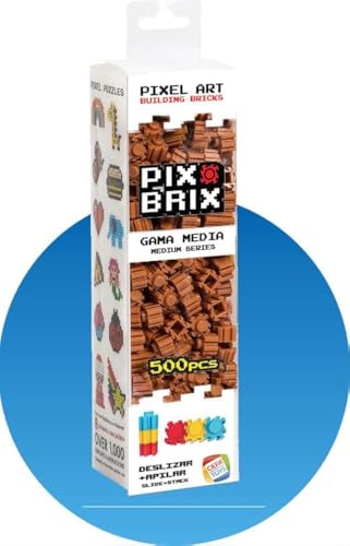 Cefa Toys Pix Brix Pixel Art, Bauspielzeug horizontal, vertikal und diagonal, schafft Mosaike, 2D- und 3D-Figuren, 500 braune Teile, kompatibel mit Anderen Marken, Kinder ab 6 Jahren. von Cefa Toys