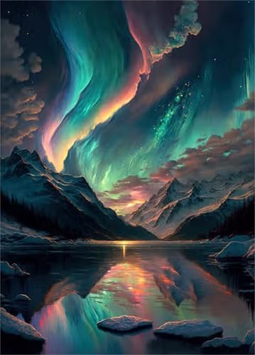 Aurora-Landschaft - Puzzles für Erwachsene,Puzzle 120 Teile, Puzzle 25x20 cm DIY - Puzzles für Heimdekoration, Familienpuzzle für Erwachsene und Kinder von Cekog