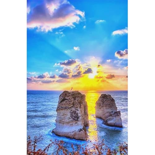 Baum am Meer bei Sonnenaufgang - Puzzles für Erwachsene,Puzzle 500 Teile, Puzzle 38x52 cm DIY - Puzzles für Heimdekoration, Familienpuzzle für Erwachsene und Kinder von Cekog