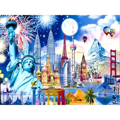 Berühmte Wahrzeichen der Stadt - Puzzles für Erwachsene,Puzzle 300 Teile, Puzzle 40x28 cm DIY - Puzzles für Heimdekoration, Familienpuzzle für Erwachsene und Kinder von Cekog