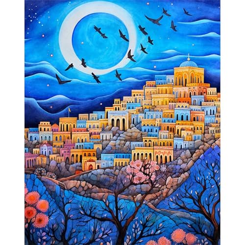 Blaue Sternennachtstadt - Puzzles für Erwachsene,Puzzle 1000 Teile, Puzzle 50x75 cm DIY - Puzzles für Heimdekoration, Familienpuzzle für Erwachsene und Kinder von Cekog