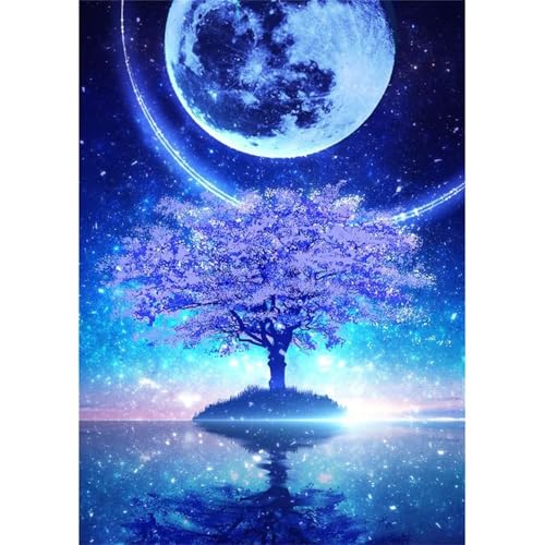 Blauer Mondbaum - Puzzles für Erwachsene,Puzzle 300 Teile, Puzzle 40x28 cm DIY - Puzzles für Heimdekoration, Familienpuzzle für Erwachsene und Kinder von Cekog