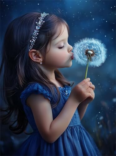 Blaues Kleid kleines Mädchen - Puzzles für Erwachsene,Puzzle 1500 Teile, Puzzle 87x57cm, DIY-Puzzles für Heimdekoration, Familienpuzzle für Erwachsene und Kinder von Cekog