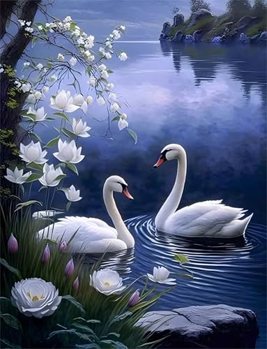 Blumenschwan am Seeufer - Puzzles für Erwachsene,Puzzle 300 Teile, Puzzle 40x28 cm DIY - Puzzles für Heimdekoration, Familienpuzzle für Erwachsene und Kinder von Cekog