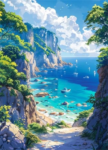 Bootslandschaft am Meer - Puzzles für Erwachsene,Puzzle 1500 Teile, Puzzle 87x57cm, DIY-Puzzles für Heimdekoration, Familienpuzzle für Erwachsene und Kinder von Cekog