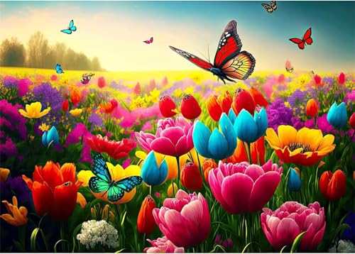 Bunte Blumen Schmetterling - Puzzles für Erwachsene,Puzzle 120 Teile, Puzzle 25x20 cm DIY - Puzzles für Heimdekoration, Familienpuzzle für Erwachsene und Kinder von Cekog