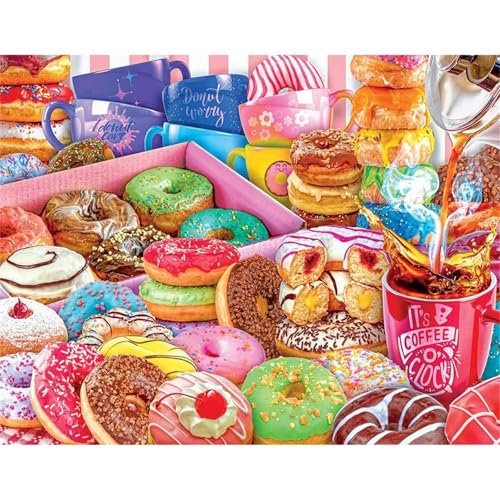 Bunte Donuts - Puzzles für Erwachsene,Puzzle 120 Teile, Puzzle 25x20 cm DIY - Puzzles für Heimdekoration, Familienpuzzle für Erwachsene und Kinder von Cekog