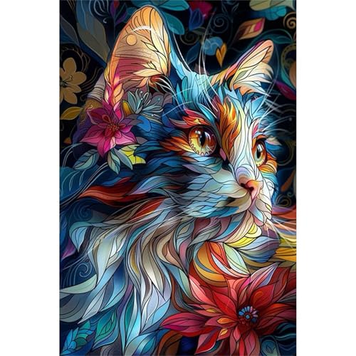 Bunte Katze - Puzzles für Erwachsene,Puzzle 1000 Teile, Puzzle 50x75cm, DIY-Puzzles für Heimdekoration, Familienpuzzle für Erwachsene und Kinder von Cekog