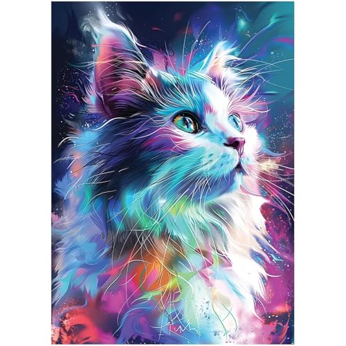 Bunte Katze - Puzzles für Erwachsene,Puzzle 700 Teile, Puzzle 38x52 cm DIY - Puzzles für Heimdekoration, Familienpuzzle für Erwachsene und Kinder von Cekog