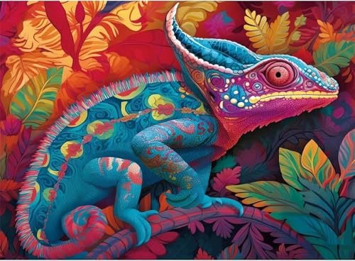 Buntes Chamäleon - Puzzles für Erwachsene,Puzzle 1200 Teile, Puzzle 50x75 cm DIY - Puzzles für Heimdekoration, Familienpuzzle für Erwachsene und Kinder von Cekog