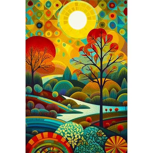 Cartoon abstrakte Landschaft - Puzzles für Erwachsene,Puzzle 1200 Teile, Puzzle 50x75 cm DIY - Puzzles für Heimdekoration, Familienpuzzle für Erwachsene und Kinder von Cekog
