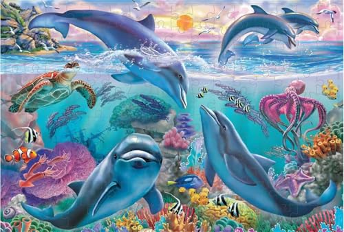 Delfinlandschaft - Puzzles für Erwachsene,Puzzle 1200 Teile, Puzzle 50x75 cm DIY - Puzzles für Heimdekoration, Familienpuzzle für Erwachsene und Kinder von Cekog