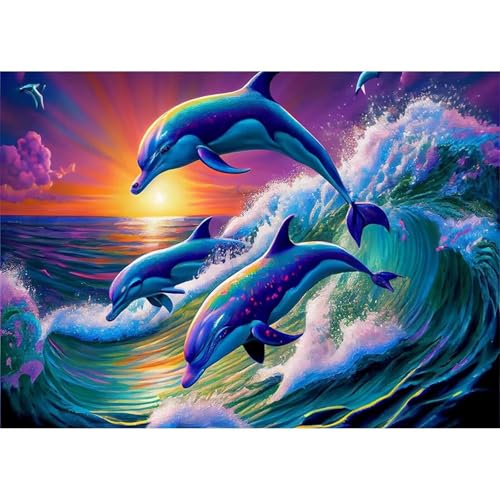 Delphinwelle - Puzzles für Erwachsene,Puzzle 1200 Teile, Puzzle 50x75 cm DIY - Puzzles für Heimdekoration, Familienpuzzle für Erwachsene und Kinder von Cekog