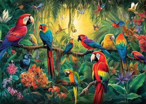 Dschungel Papageien Vögel - Puzzles für Erwachsene,Puzzle 300 Teile, Puzzle 40x28 cm DIY - Puzzles für Heimdekoration, Familienpuzzle für Erwachsene und Kinder von Cekog