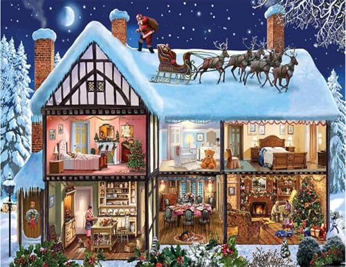Familienweihnachten - Puzzles für Erwachsene,Puzzle 300 Teile, Puzzle 40x28 cm DIY - Puzzles für Heimdekoration, Familienpuzzle für Erwachsene und Kinder von Cekog