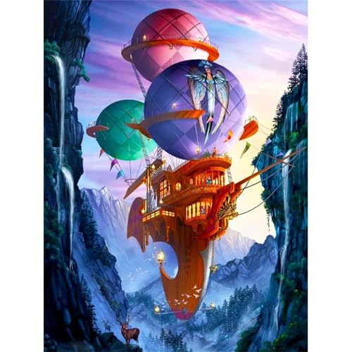 Fantasie-Ballonschiff - Puzzles für Erwachsene,Puzzle 500 Teile, Puzzle 38x52 cm DIY - Puzzles für Heimdekoration, Familienpuzzle für Erwachsene und Kinder von Cekog