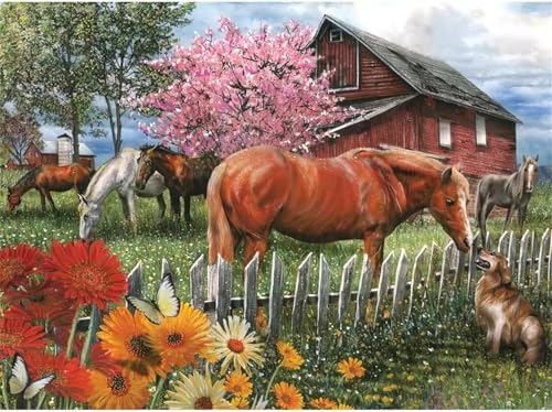 Farmpferde - Puzzles für Erwachsene,Puzzle 500 Teile, Puzzle 38x52 cm DIY - Puzzles für Heimdekoration, Familienpuzzle für Erwachsene und Kinder von Cekog