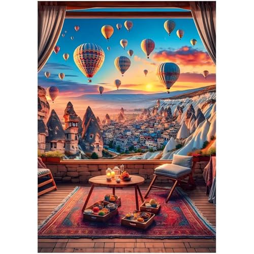 Fensterballon - Puzzles für Erwachsene,Puzzle 1200 Teile, Puzzle 50x75 cm DIY - Puzzles für Heimdekoration, Familienpuzzle für Erwachsene und Kinder von Cekog