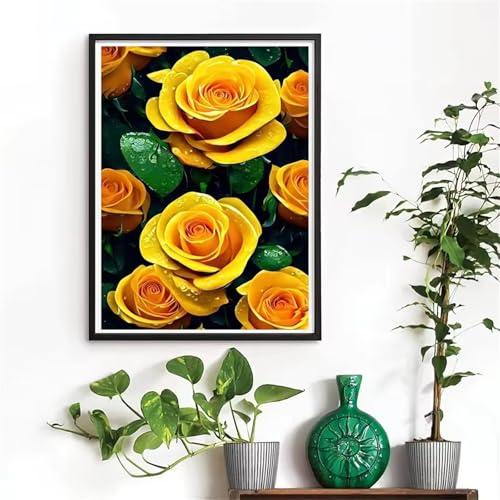 Gelbe Rosen Blumen - Puzzles für Erwachsene,Puzzle 1500 Teile, Puzzle 87x57cm, DIY-Puzzles für Heimdekoration, Familienpuzzle für Erwachsene und Kinder von Cekog