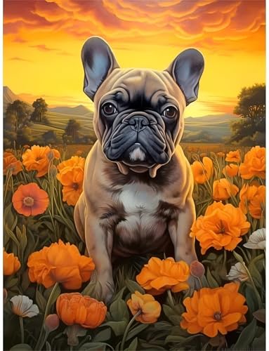 Gelber Blumenhund - Puzzles für Erwachsene,Puzzle 500 Teile, Puzzle 38x52 cm DIY - Puzzles für Heimdekoration, Familienpuzzle für Erwachsene und Kinder von Cekog