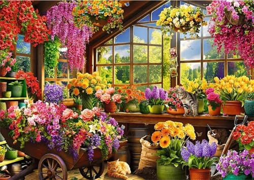 Gewächshausblumen - Puzzles für Erwachsene,Puzzle 500 Teile, Puzzle 38x52 cm DIY - Puzzles für Heimdekoration, Familienpuzzle für Erwachsene und Kinder von Cekog