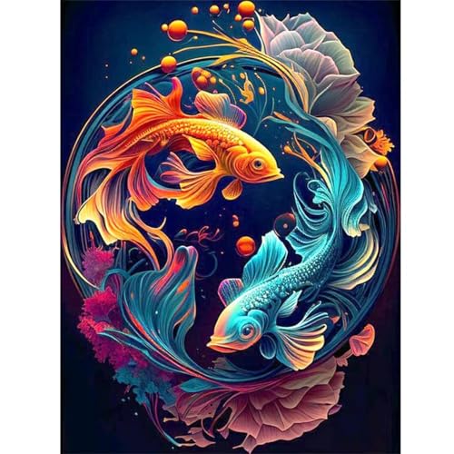 Goldfisch Yin Yang - Puzzles für Erwachsene,Puzzle 120 Teile, Puzzle 25x20 cm DIY - Puzzles für Heimdekoration, Familienpuzzle für Erwachsene und Kinder von Cekog