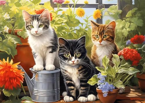 Grüne Bonsai-Katzen - Puzzles für Erwachsene,Puzzle 200 Teile, Puzzle 35x25 cm DIY - Puzzles für Heimdekoration, Familienpuzzle für Erwachsene und Kinder von Cekog