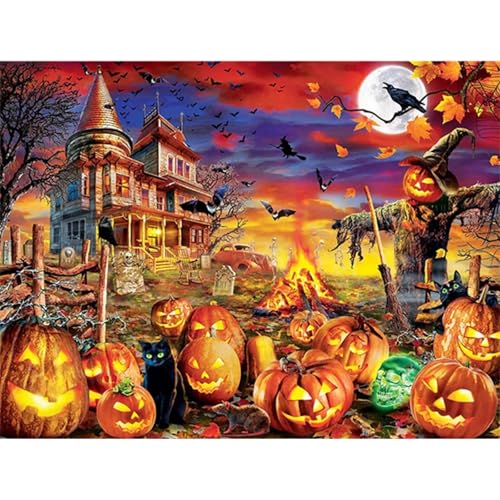 Halloween-Kürbisschloss - Puzzles für Erwachsene,Puzzle 120 Teile, Puzzle 25x20 cm DIY - Puzzles für Heimdekoration, Familienpuzzle für Erwachsene und Kinder von Cekog