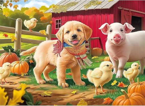 Herbstliche Nutztiere - Puzzles für Erwachsene,Puzzle 1500 Teile, Puzzle 87x57 cm DIY - Puzzles für Heimdekoration, Familienpuzzle für Erwachsene und Kinder von Cekog