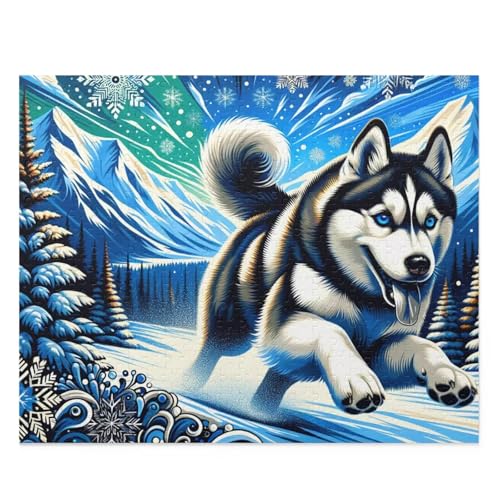 Husky Winter - Puzzles für Erwachsene,Puzzle 500 Teile, Puzzle 38x52 cm DIY - Puzzles für Heimdekoration, Familienpuzzle für Erwachsene und Kinder von Cekog