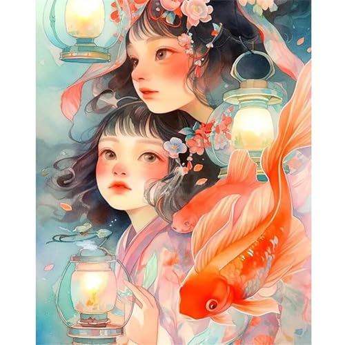Klassischer Mädchen-Goldfisch - Puzzles für Erwachsene,Puzzle 200 Teile, Puzzle 35x25 cm DIY - Puzzles für Heimdekoration, Familienpuzzle für Erwachsene und Kinder von Cekog