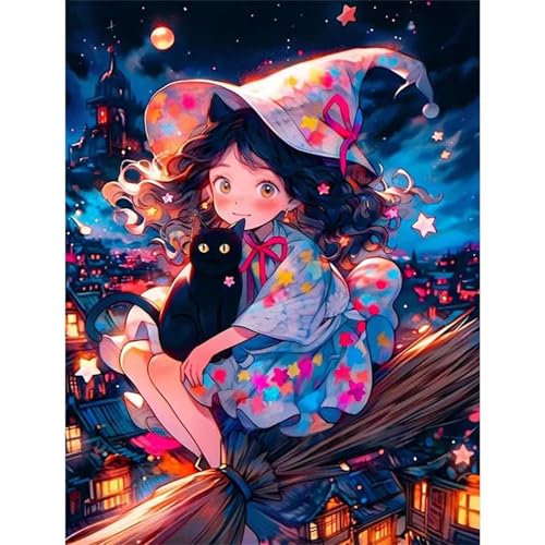 Kleines Hexenmädchen - Puzzles für Erwachsene,Puzzle 300 Teile, Puzzle 40x28 cm DIY - Puzzles für Heimdekoration, Familienpuzzle für Erwachsene und Kinder von Cekog