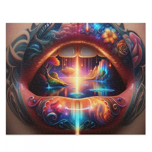 Lippenfantasie - Puzzles für Erwachsene,Puzzle 300 Teile, Puzzle 40x28 cm DIY - Puzzles für Heimdekoration, Familienpuzzle für Erwachsene und Kinder von Cekog
