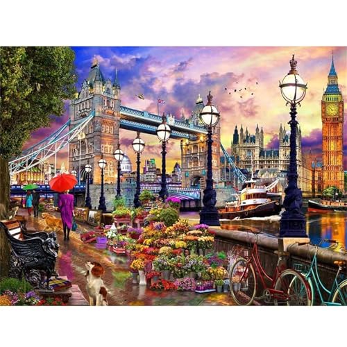 London Bridge Landschaft - Puzzles für Erwachsene,Puzzle 1000 Teile, Puzzle 50x75 cm DIY - Puzzles für Heimdekoration, Familienpuzzle für Erwachsene und Kinder von Cekog