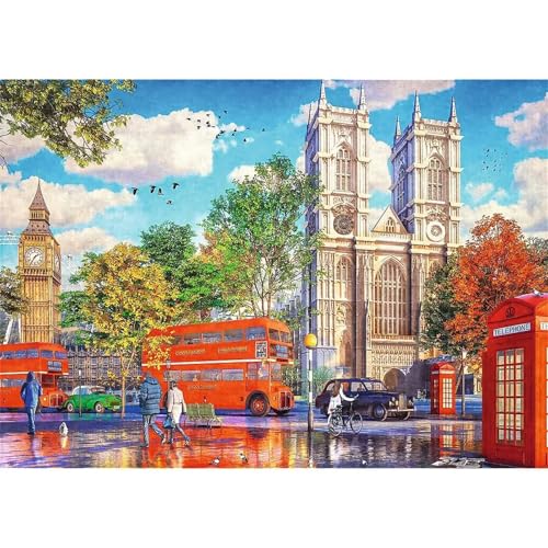 Londoner Straßenansicht - Puzzles für Erwachsene,Puzzle 1200 Teile, Puzzle 50x75 cm DIY - Puzzles für Heimdekoration, Familienpuzzle für Erwachsene und Kinder von Cekog