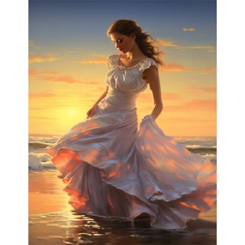 Mädchen am Meer - Puzzles für Erwachsene,Puzzle 200 Teile, Puzzle 35x25 cm DIY - Puzzles für Heimdekoration, Familienpuzzle für Erwachsene und Kinder von Cekog